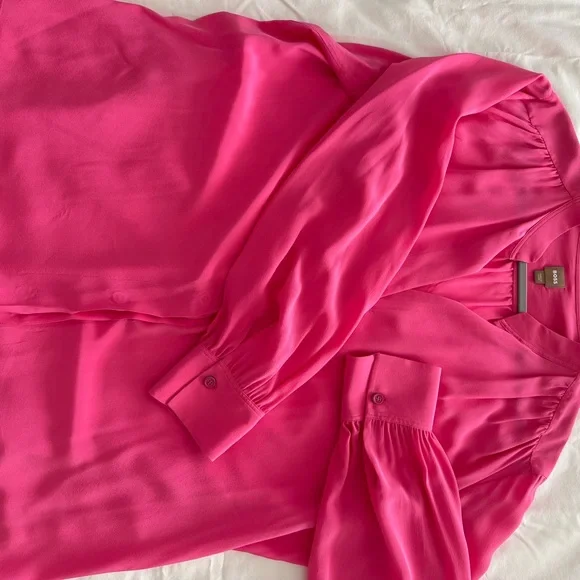 Boss Banora Medium Pink Silk Blouse - Picture 9 of 10